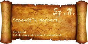 Szpevák Norbert névjegykártya