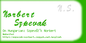 norbert szpevak business card